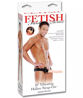 Fetish Fantasy Series 10quot Vibrating Hollow Strap On Flesh