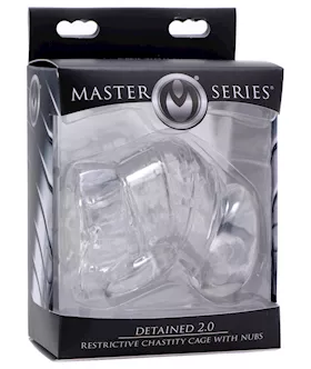 Master Series Detained 20 Restrictive Chastity Cage wNubs  Clear