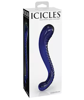 Icicles No 70 Hand Blown Glass GSpot Dildo Purple