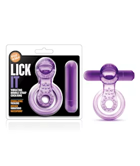 Blush Play with Me Lick it Vibrating Double Strap Cockring Purple