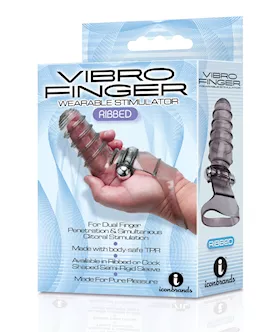 The 9039s Vibrofinger Ribbed Finger Massager Grey