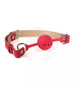 Spartacus Silicone Ball Gag wRed Gold PU Straps  46 mm