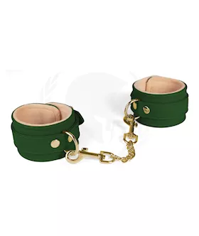 Spartacus PU Ankle Cuffs wPlush Lining  Green