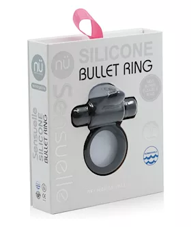 Nu Sensuelle Rev Silicone 7 Function Bullet Ring wFlutter Tip Black