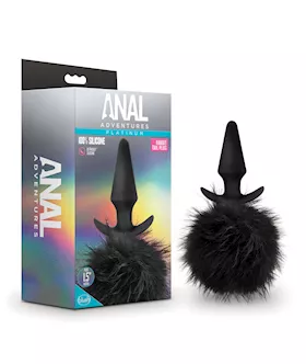 Blush Anal Adventures Platinum Rabbit Tail Plug Black