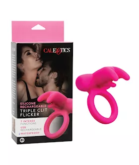 Silicone Rechargeable Triple Clit Flicker Pink
