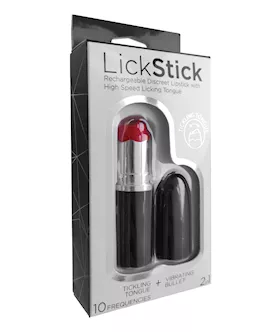 Lick Stick Rechargeable Discreet Lipstick Bullet wHigh Speed Licking Tongue