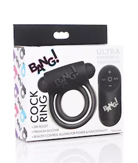 Bang Vibrating Cock Ring amp Bullet wRemote Control Black