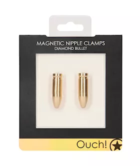 Shots Ouch Bullet Magnetic Nipple Clamps Gold
