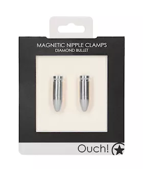 Shots Ouch Bullet Magnetic Nipple Clamps Silver