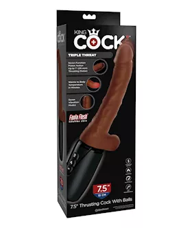 King Cock Plus Thrusting Warming amp Vibrating  75quot Triple Threat Dong  Brown