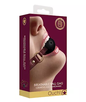 Shots Ouch Halo Breathable Ball Gag  Burgundy