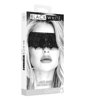 Shots Ouch Black amp White Lace Mask wElastic Straps  Black