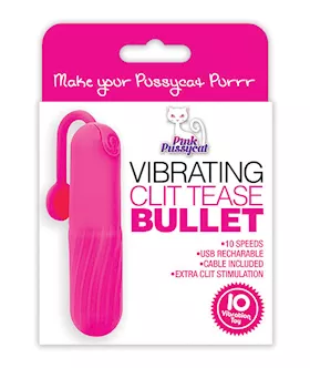 Pink Pussycat Vibrating Clit Tease Bullet  Pink