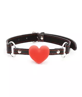 Plesur Heart Ball Gag wRed Hearts  Black