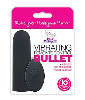 Pink Pussycat Vibrating Remote Control Bullet Black