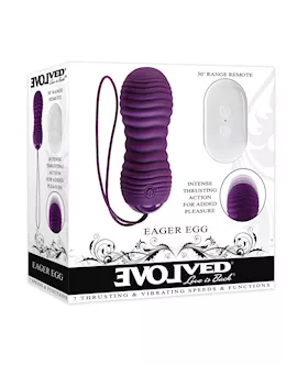 Evolved Eager Egg Vibrating amp Thrusting Egg wRemote Purple