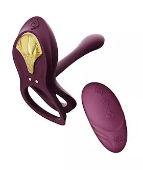 ZALO Bayek Vibrating Couples Ring wRemote Velvet Purple