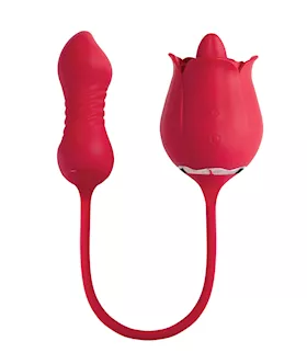 Fiona Plus Rose Clit Licking Stimulator amp Thrusting Egg Red
