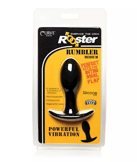 Curve Toys Rooster Rumbler Vibrating Silicone Anal Plug Medium Black