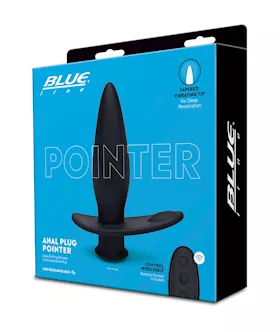 Blue Line Vibrating Anal Plug Pointer wRemote Black