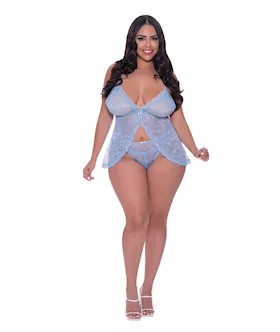 Ooh La Lace Babydoll amp Split Crotch Panty Periwinkle QN
