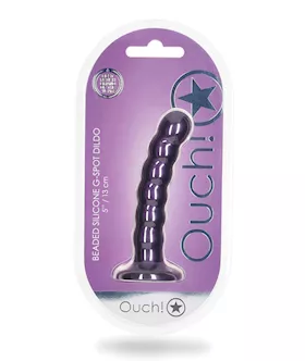 Shots Ouch 5quot Beaded GSpot Dildo Metallic Purple