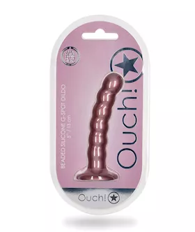 Shots Ouch 5quot Beaded GSpot Dildo Rose Gold