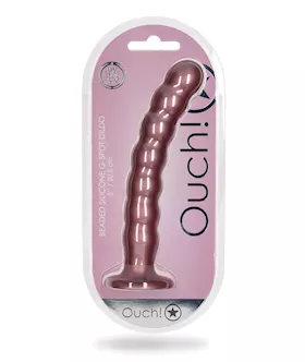 Shots Ouch 8quot Beaded GSpot Dildo Rose Gold