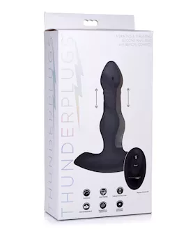 ThunderPlugs Silicone Vibrating amp Thrusting Plug wRemote Black