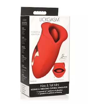 Shegasm Lickgasm Kiss Tell Silicone Kissing amp Vibrating Clitoral Stimulator Red