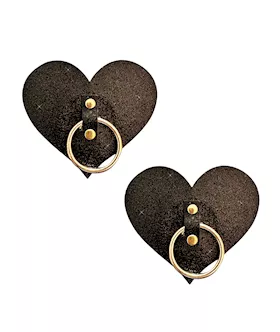 Neva Nude After Midnight Glitter Hoop Heart Pasties  Black OS
