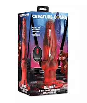 Creature Cocks HellWolf Thrusting amp Vibrating Silicone Dildo BlackRed