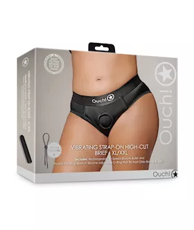 Shots Ouch Vibrating Strap On HighCut Brief Black XLXXL