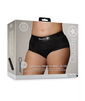 Shots Ouch Vibrating Strap On Brief Black XLXXL