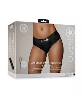 Shots Ouch Vibrating Strap On HighCut Brief Black ML