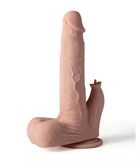 Colter App Controlled Realistic 85quot Thrusting Dildo Vibrator wClit Licker Ivory