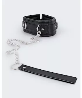 Lust PU Leather Collar amp Leash  Black