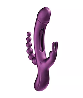 Trilux Kinky Finger Rabbit Vibrator w Anal Beads Purple